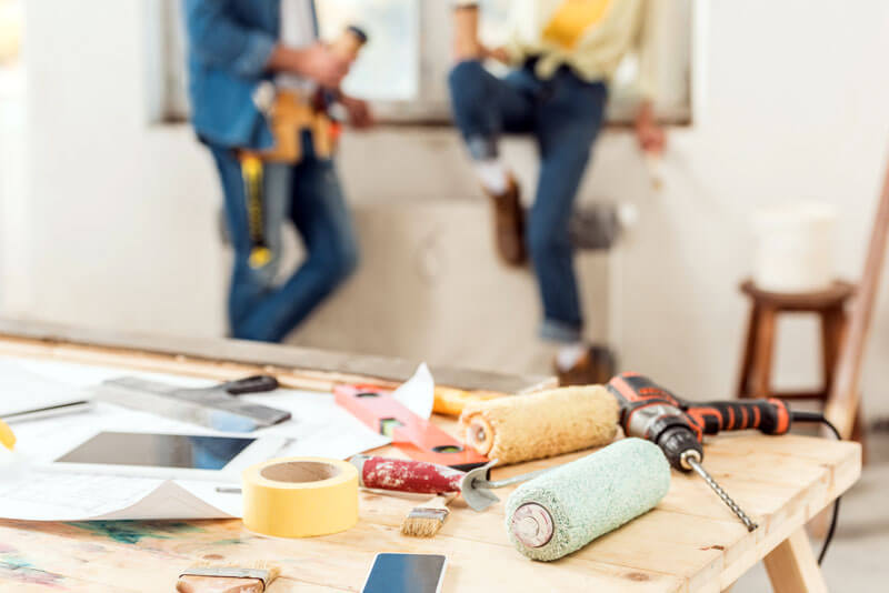 homeowners with supplies from local hardware store