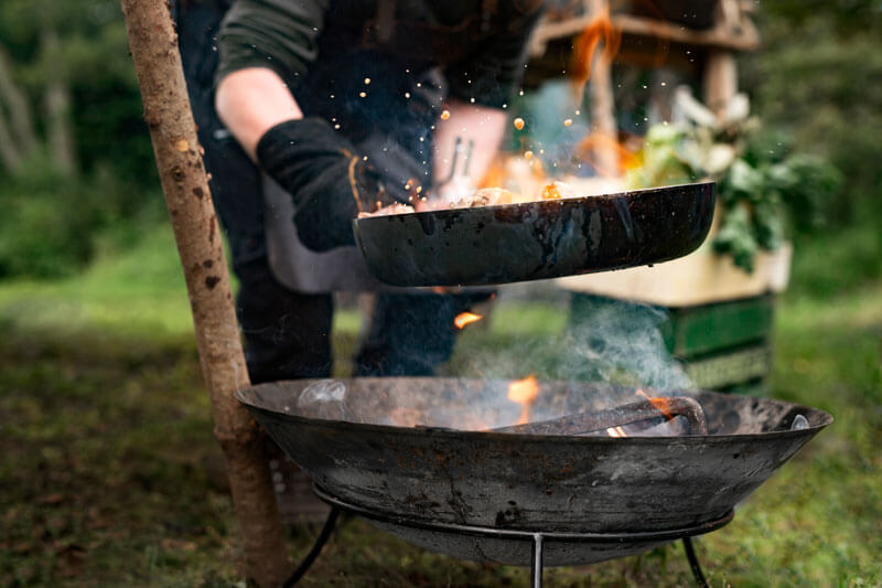 Outdoor grilling at camp site.